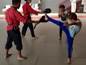 Entraînement des adolescents, coup de pied lors d'un cours de Kung-fu