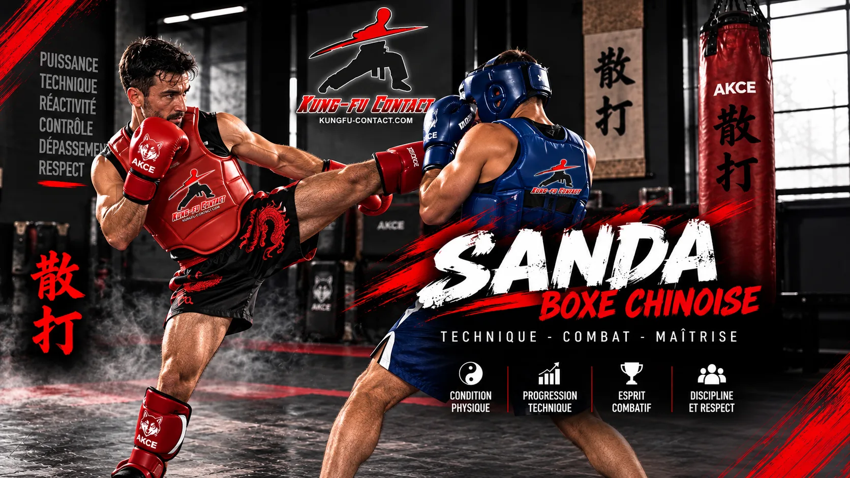Sanda (Boxe chinoise) à l'association Kung-Fu Contact Espoir — technique, combat, maîtrise